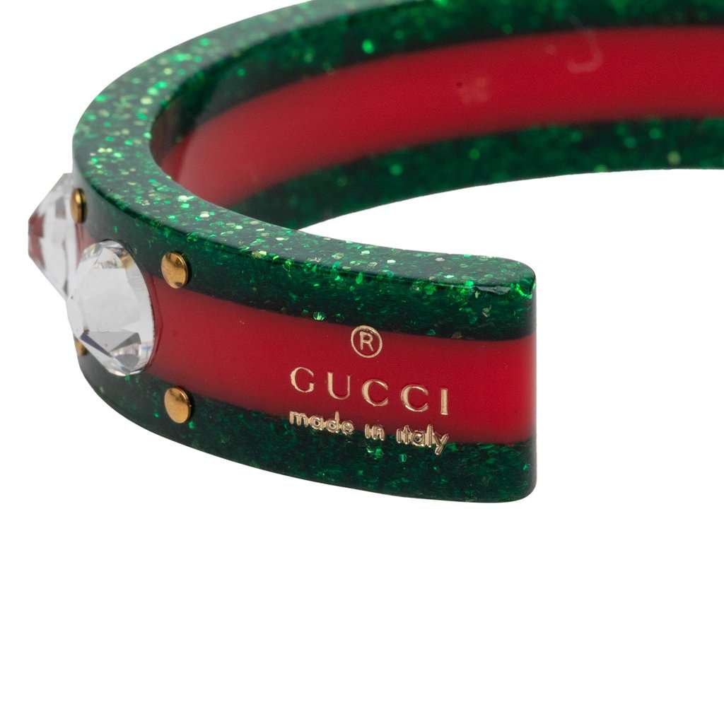Gucci Resin and Strass Web Bee Cuff Bracelet Red Plastic Very good condition - Model View