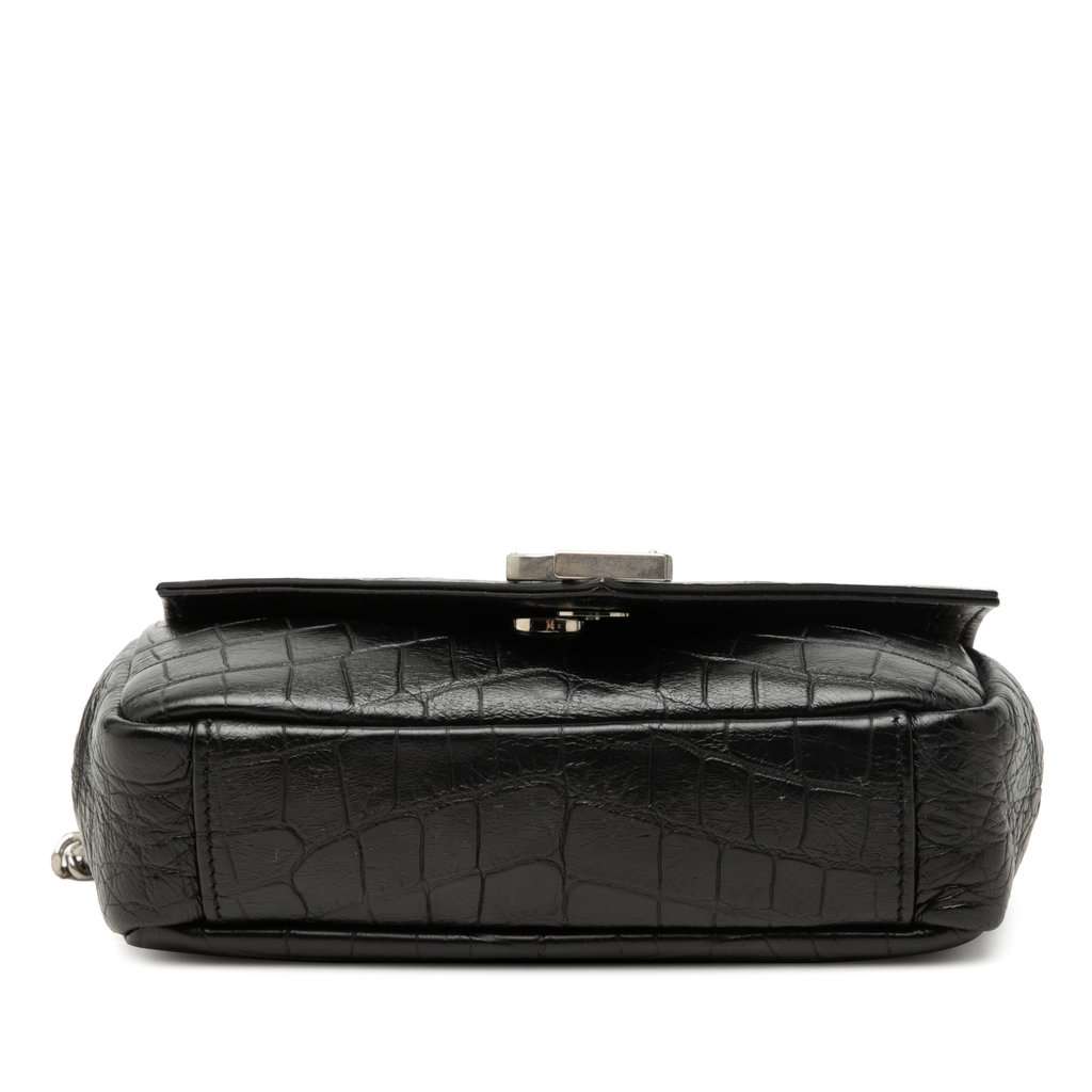 Saint Laurent Baby Croc Embossed Calfskin Classic Monogram Chain Bag Black Leather Very good condition - Inside View