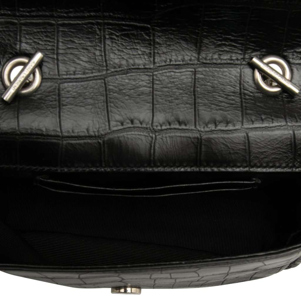 Saint Laurent Baby Croc Embossed Calfskin Classic Monogram Chain Bag Black Leather Very good condition - Model View