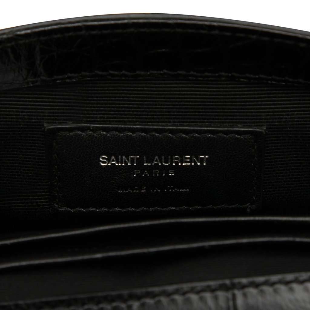 Saint Laurent Baby Croc Embossed Calfskin Classic Monogram Chain Bag Black Leather Very good condition - Box View