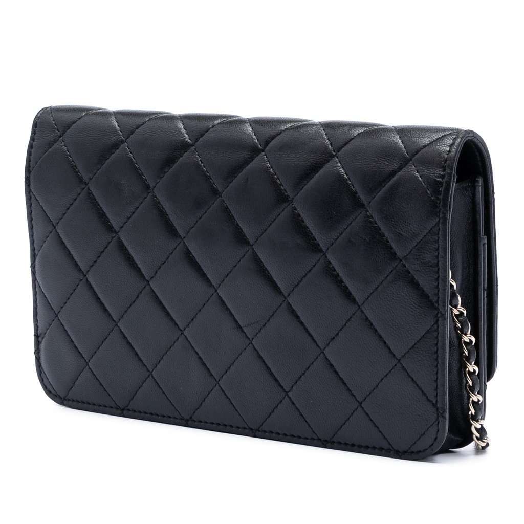 Chanel Quilted Lambskin Golden Class Wallet On Chain Black Leather Very good condition - Back View