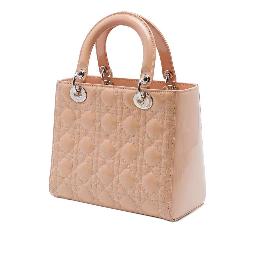 Dior Medium Patent Cannage Lady Dior Brown Leather Very good condition - Back View