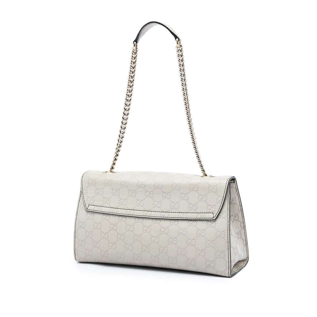Gucci Medium Guccissima Emily Shoulder Bag White Leather Very good - Back View