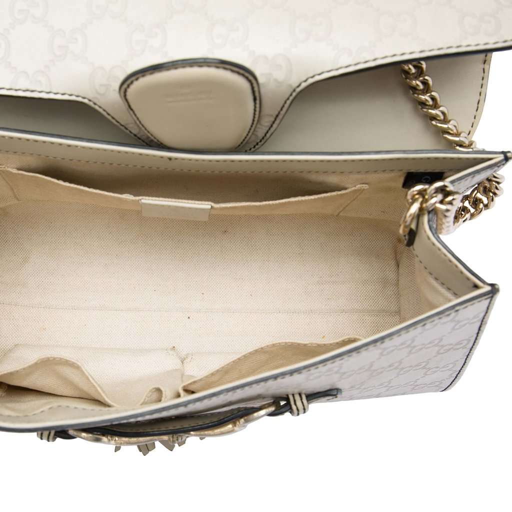 Gucci Medium Guccissima Emily Shoulder Bag White Leather Very good - Model View