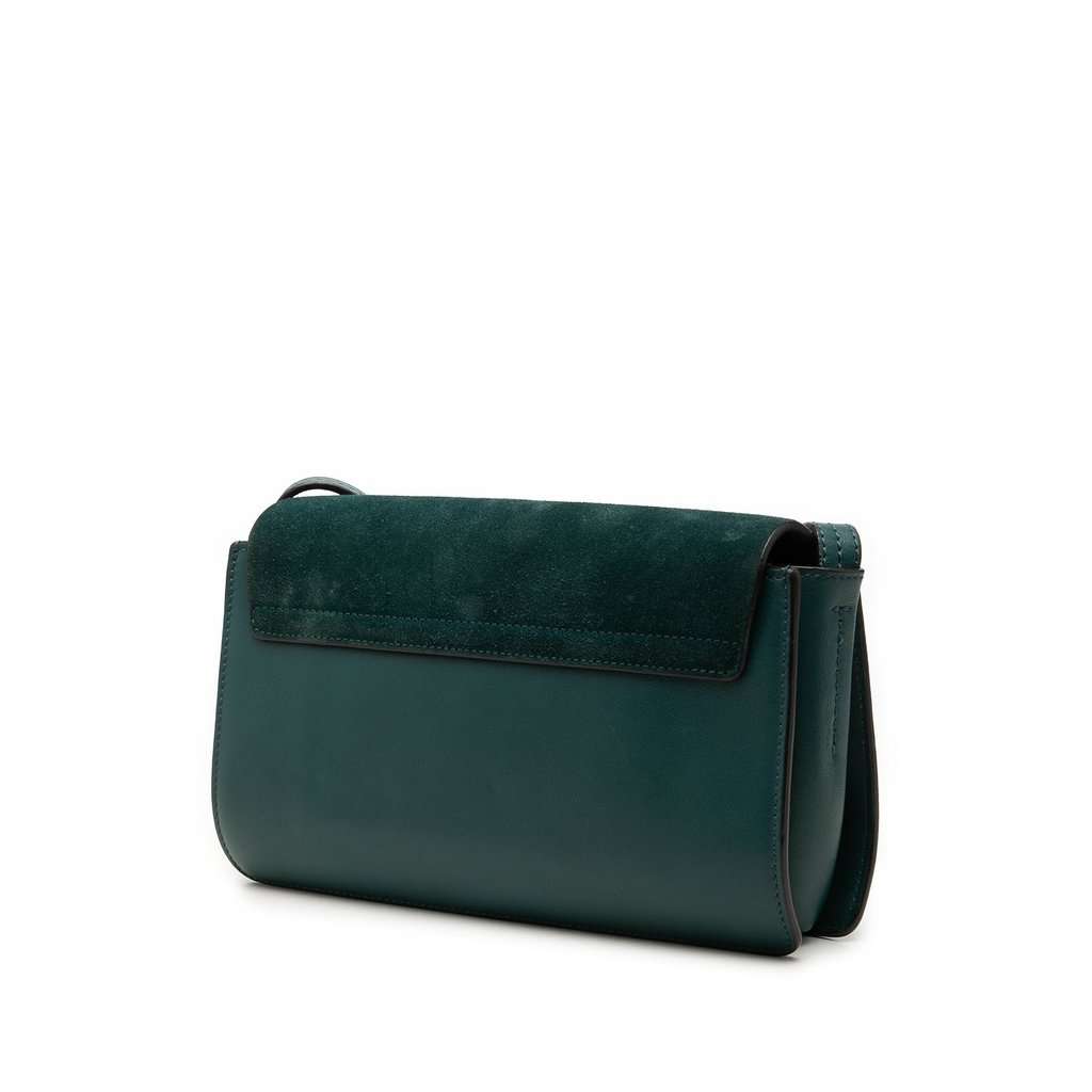Chloé Small Suede and Calfskin Faye Crossbody Green Leather Very good condition - Back View