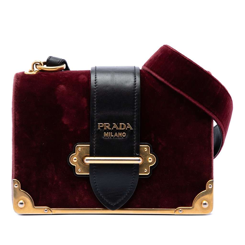 Prada Velvet Cahier Crossbody Red Very good - Front View