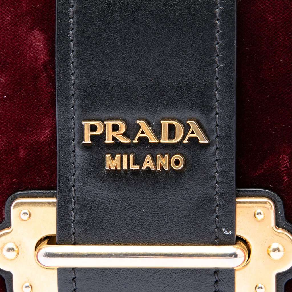 Prada Velvet Cahier Crossbody Red Very good - Box View