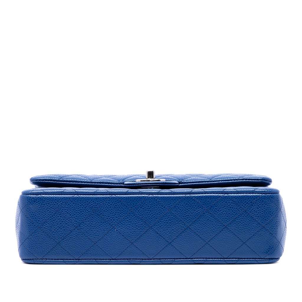 Chanel Medium Classic Caviar Double Flap Blue Leather Very good condition - Inside View