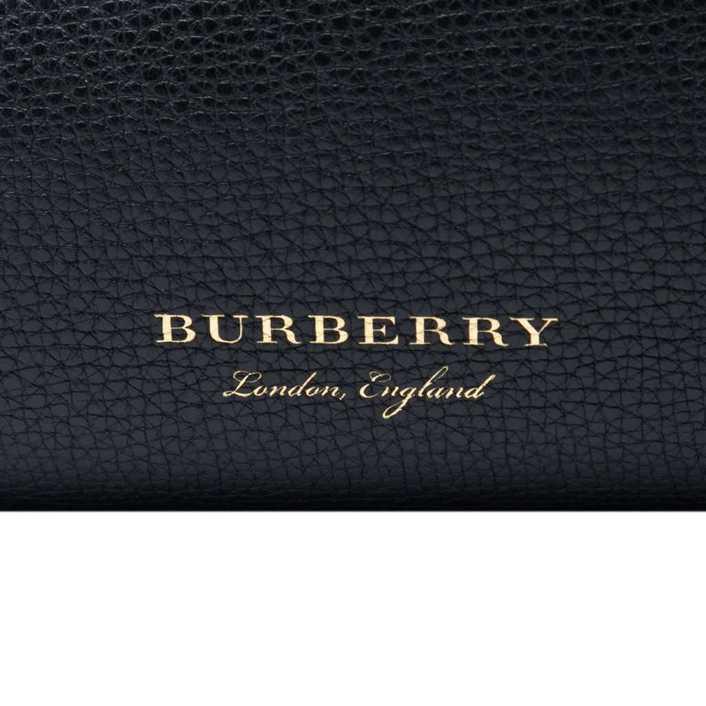 Burberry Medium Leather and House Check Banner Satchel Black Leather Very good condition - Box View