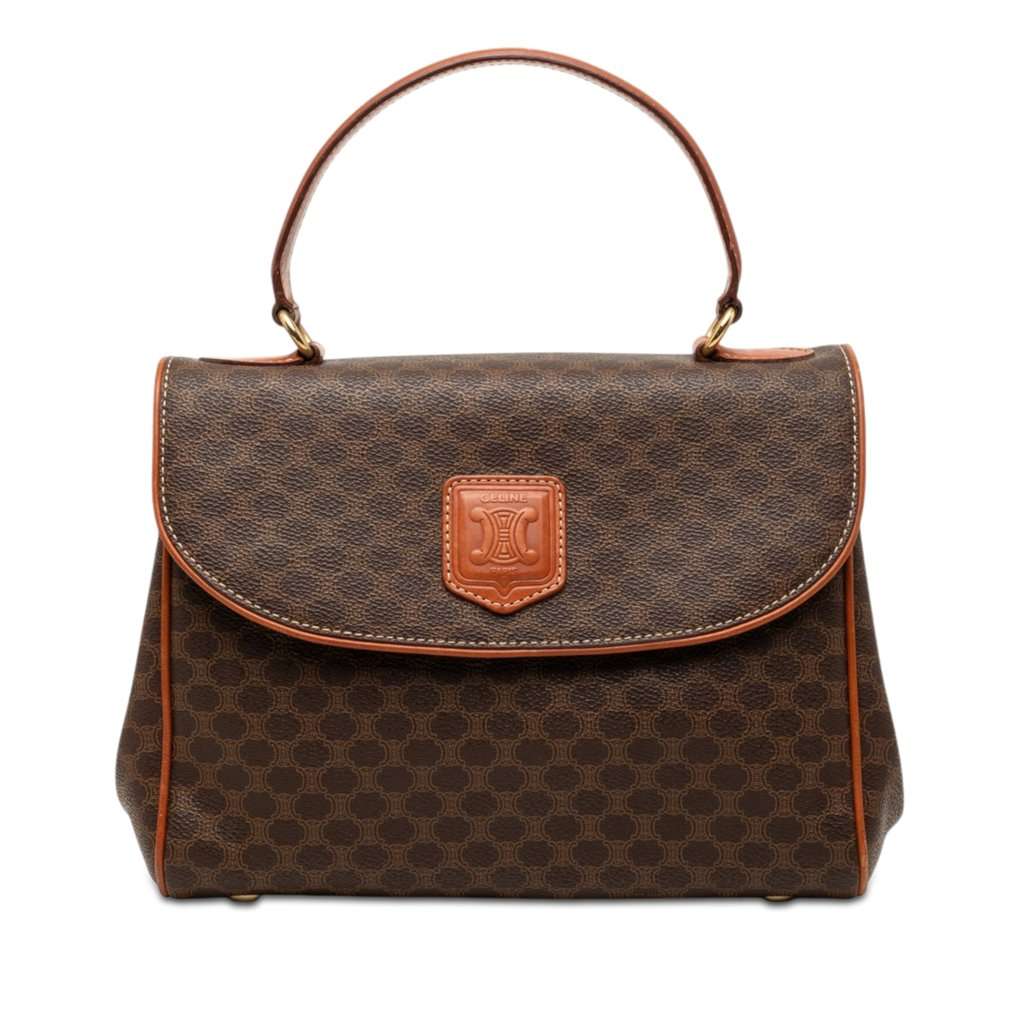 Celine Macadam Coated Canvas Handbag Brown Good condition - Front View