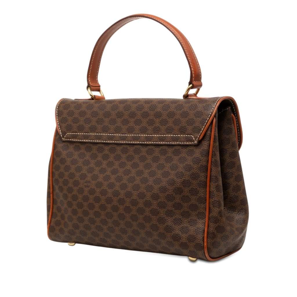 Celine Macadam Coated Canvas Handbag Brown Good condition - Back View