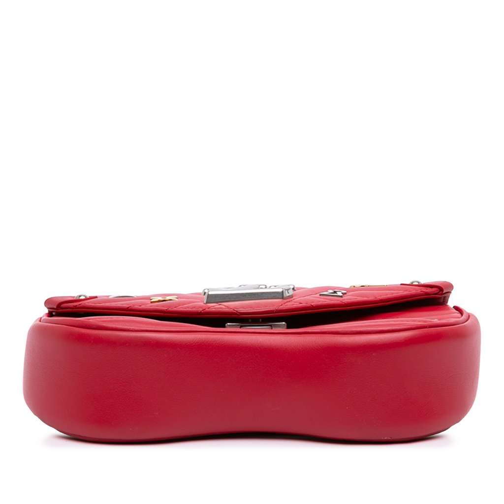 Louis Vuitton Limited Edition Calfskin Embellished New Wave Love Lock Chain Bag PM Red Leather Very good - Inside View