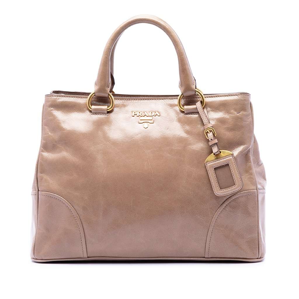 Prada Vitello Shine Satchel Brown Leather Very good condition - Front View
