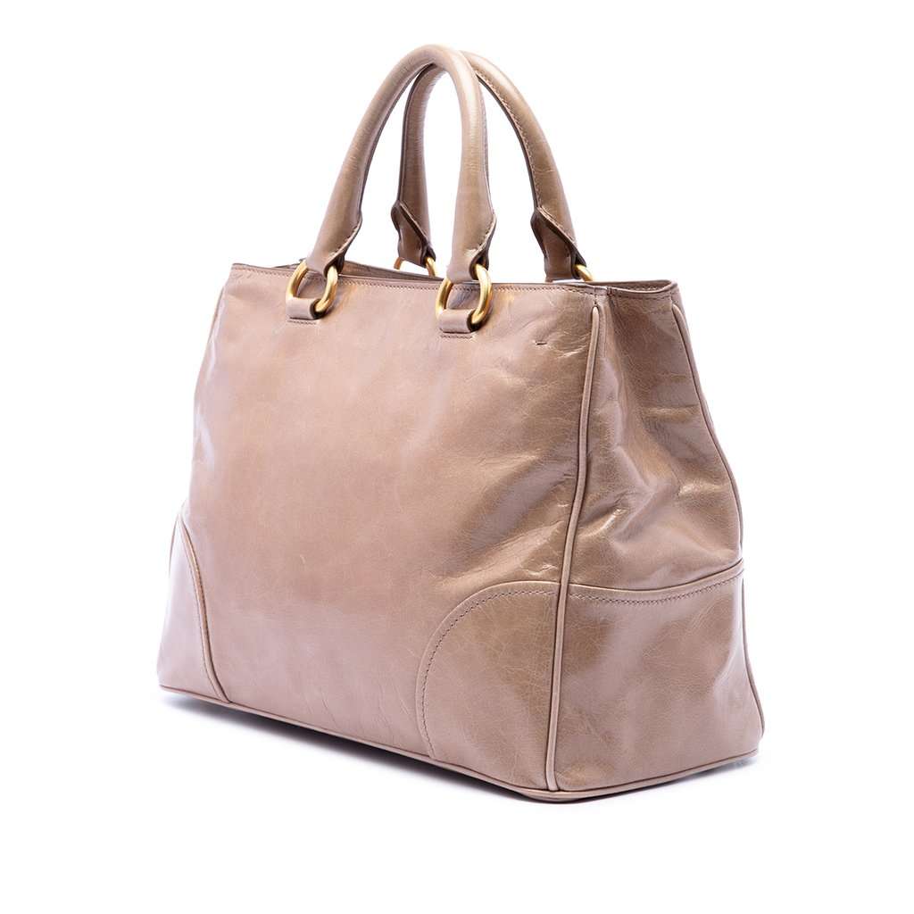 Prada Vitello Shine Satchel Brown Leather Very good condition - Back View