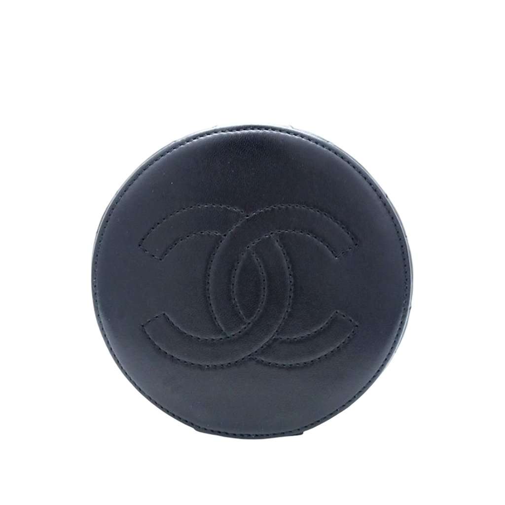 Chanel Small Quilted Lambskin Side Note Vanity Case Black Leather Very good condition - Inside View