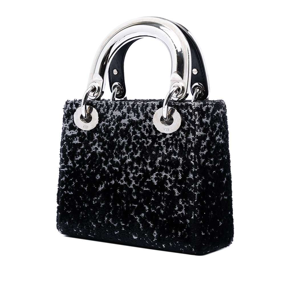 Dior Mini Fabric Lame Lady Dior Black Very good condition - Back View