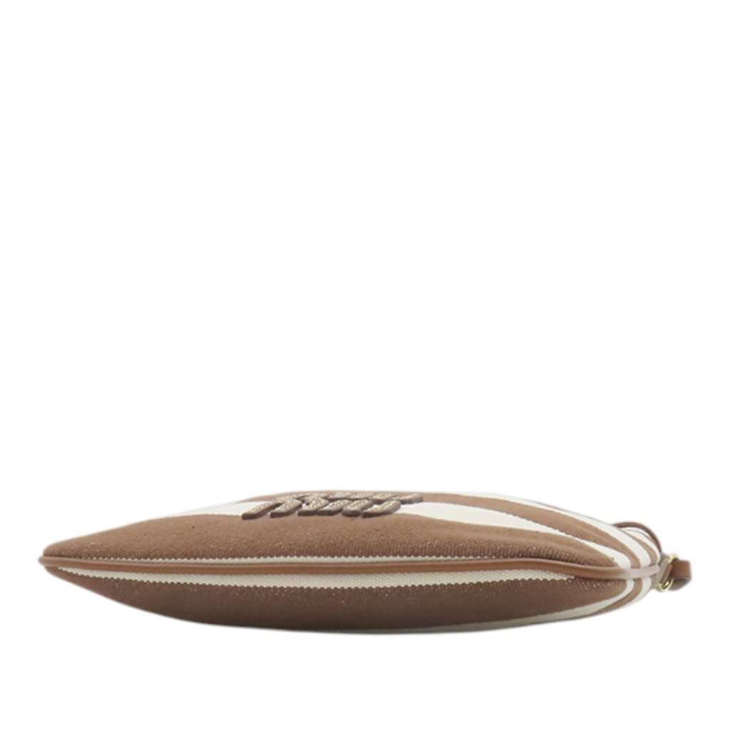 Miu Miu Striped Canvas Logo Drawstring Handbag Brown Very good condition - Inside View