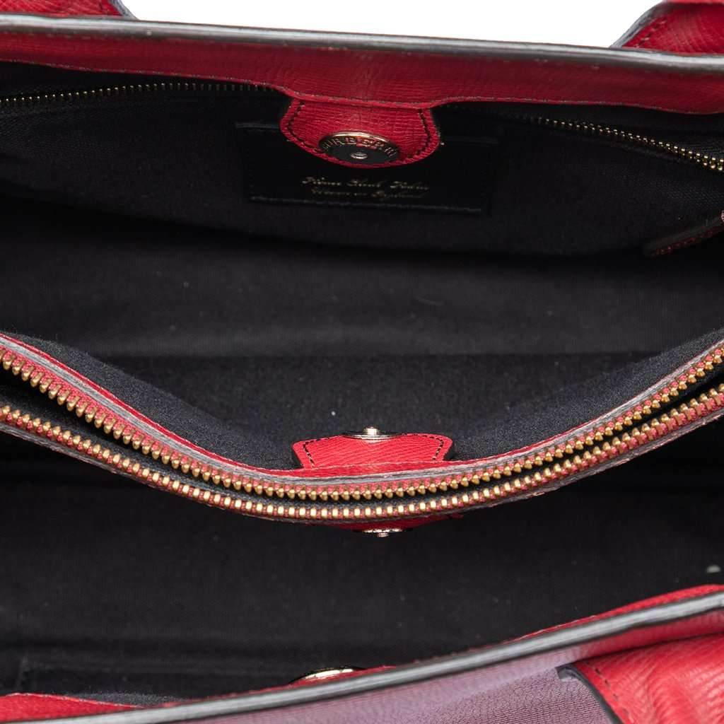 Burberry Medium Leather and House Check Banner Satchel Red Leather Very good condition - Model View