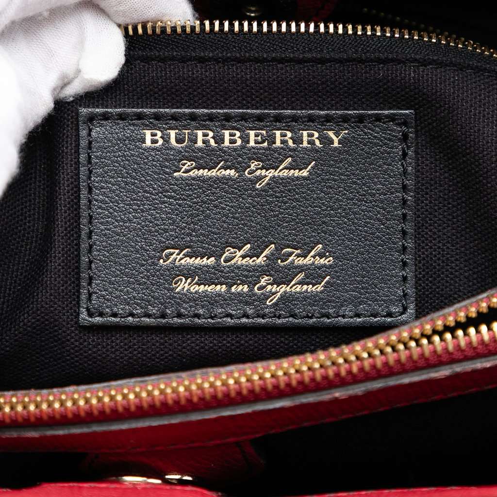 Burberry Medium Leather and House Check Banner Satchel Red Leather Very good condition - Box View