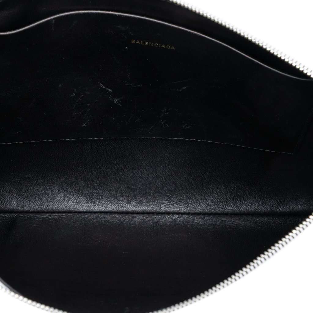 Balenciaga Leather Ville Logo Zip Pouch White Leather Very good condition - Model View