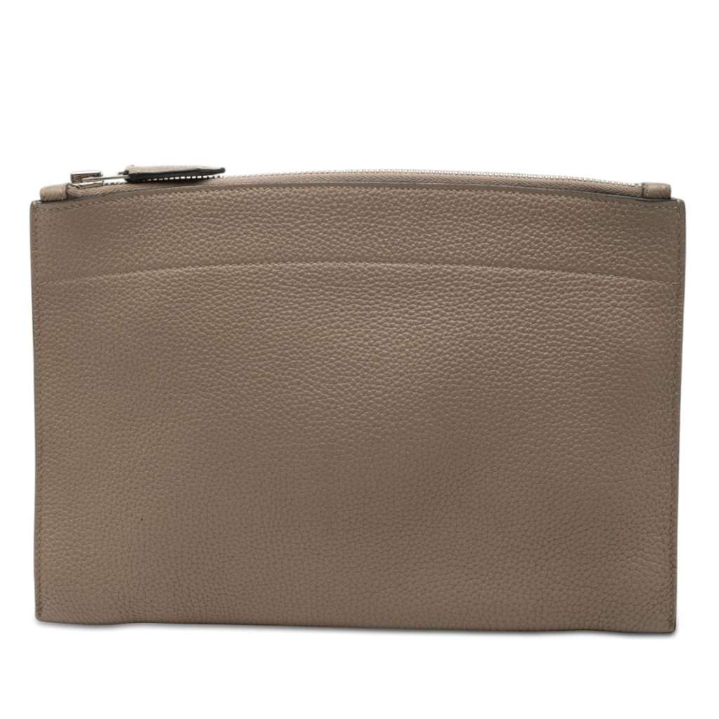 Hermès Togo Bazar Pouch PM Brown Leather Very good condition - Front View