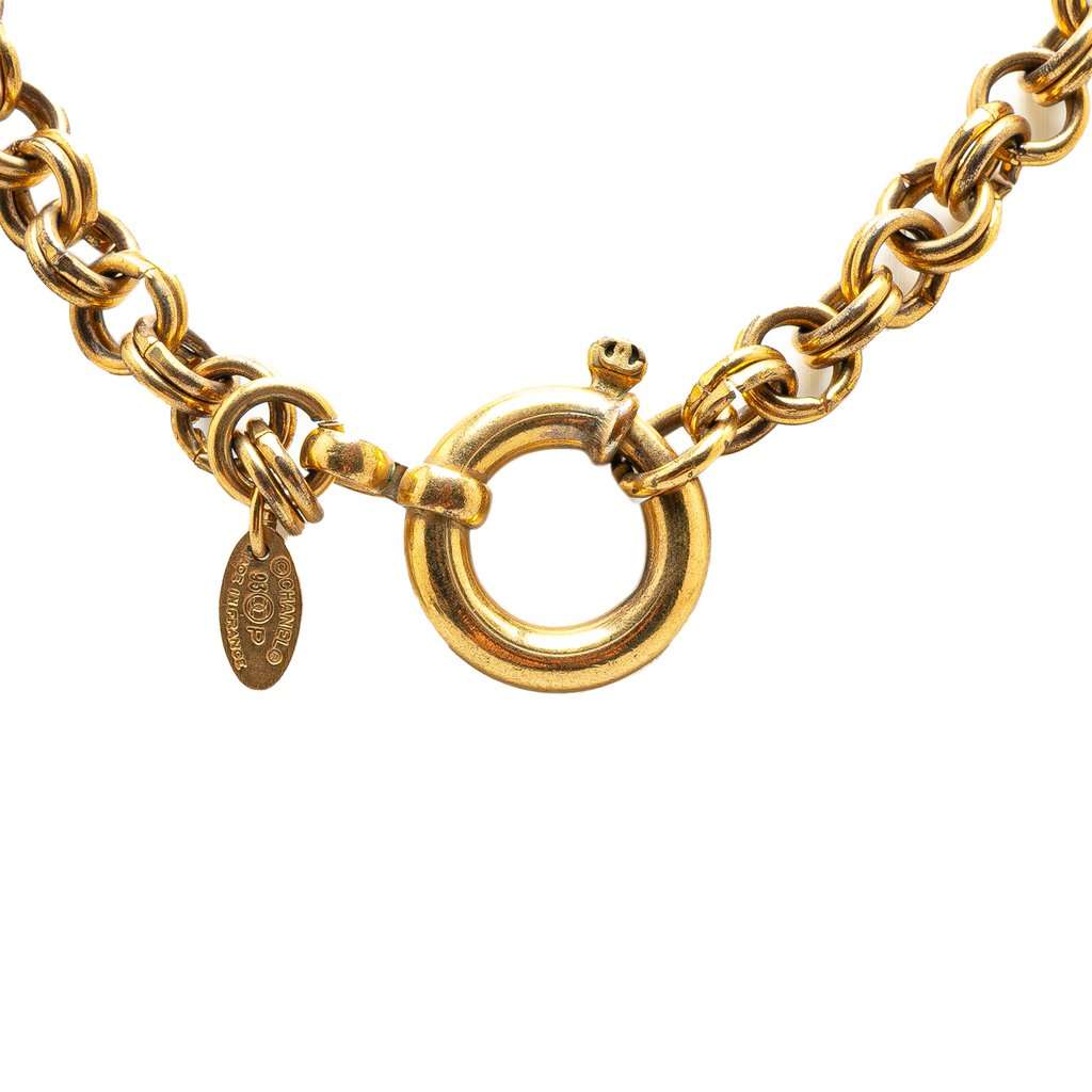 Chanel Gold Plated CC Tornado Pendant Necklace Gold Metal Very good condition - Inside View