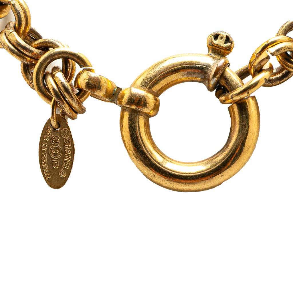 Chanel Gold Plated CC Tornado Pendant Necklace Gold Metal Very good condition - Model View
