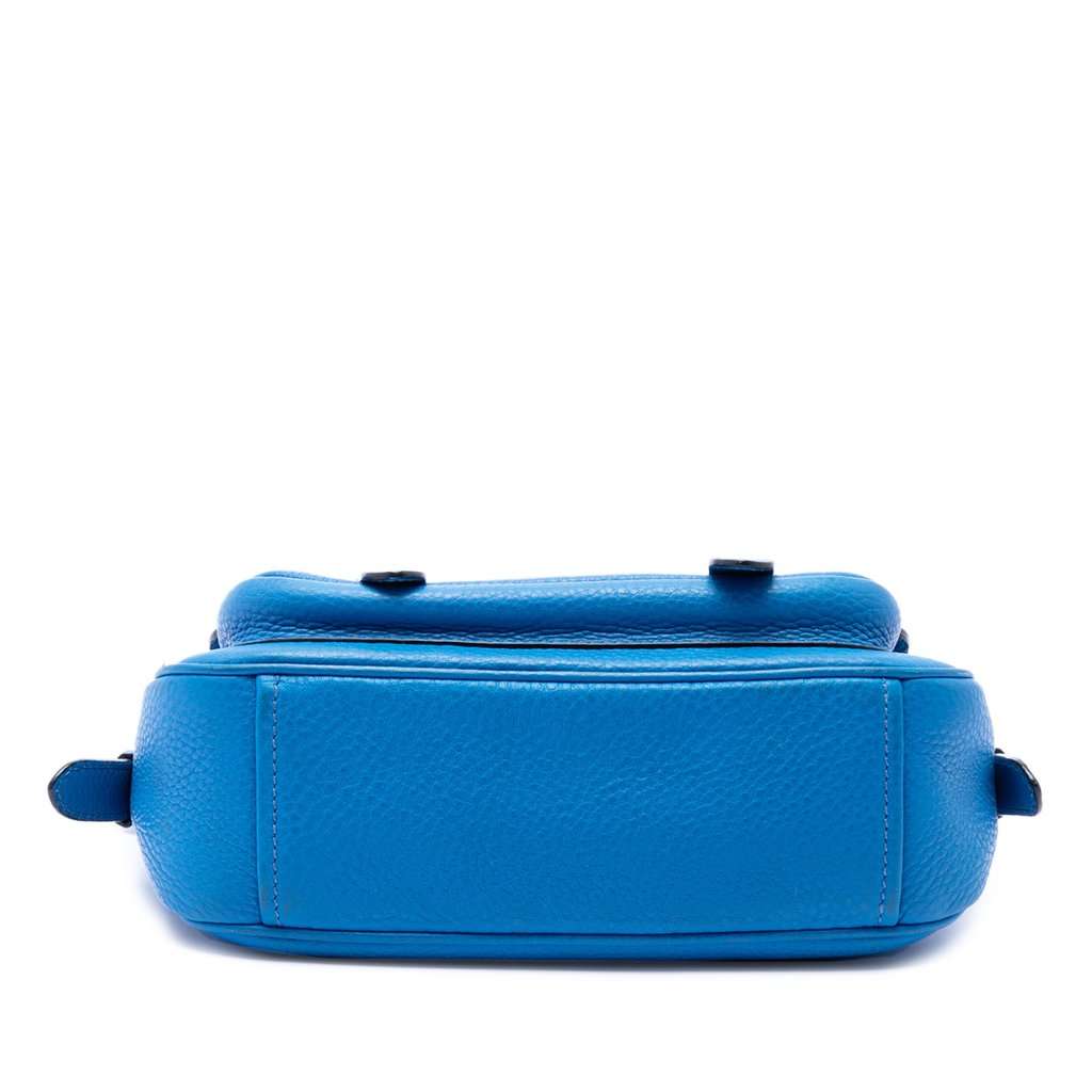 Prada Vitello Daino Double Buckle Messenger Bag Blue Leather Very good condition - Inside View