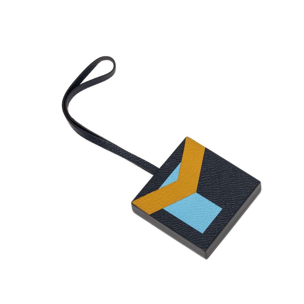 Hermès Epsom Calfskin Y Lettre Au Carre Bag Charm Blue Leather Very good condition - Back View