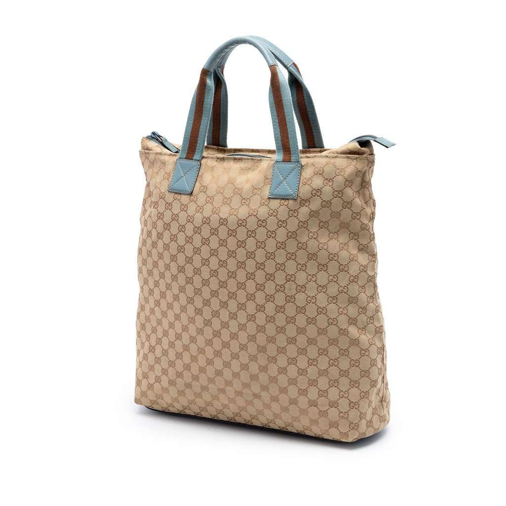 Gucci GG Canvas Web Vertical Tote Beige Very good condition - Back View