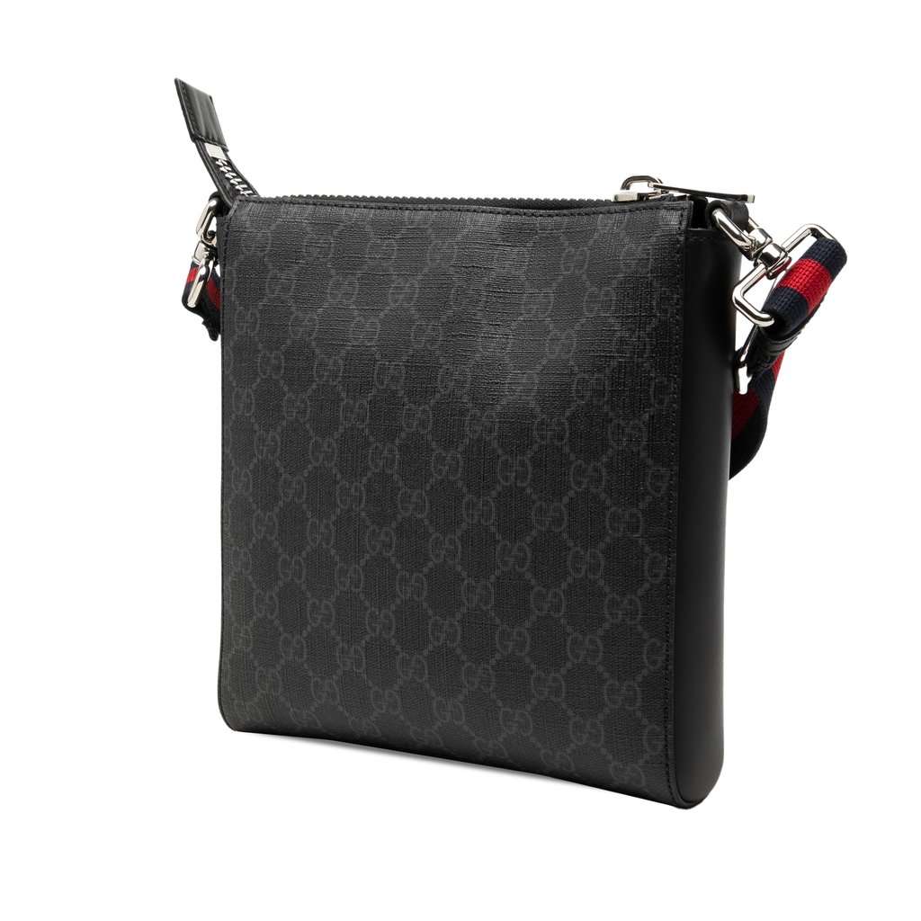 Gucci Small GG Supreme Web Messenger Bag Black Very good condition - Back View
