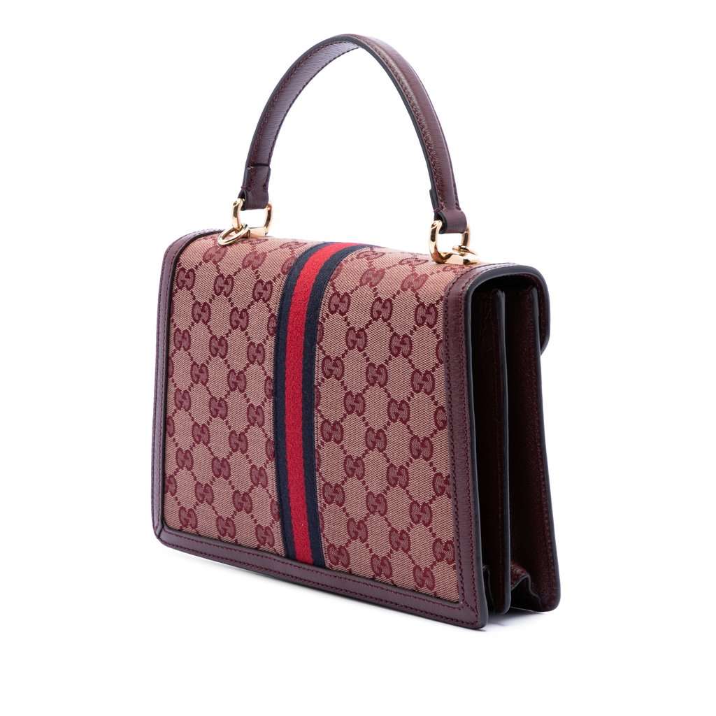 Gucci Small GG Canvas Web Ophidia Top Handle Flap Red Very good condition - Back View