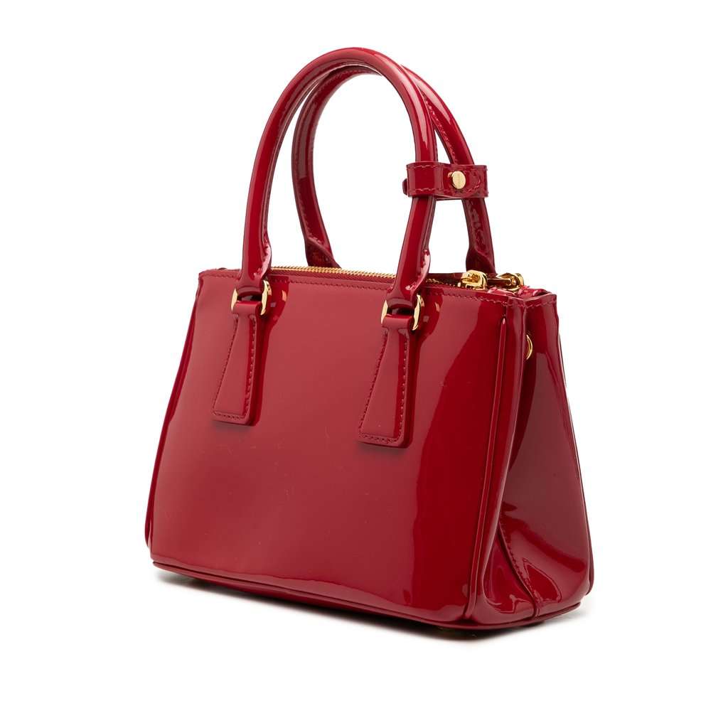 Prada Mini Patent Galleria Double Zip Satchel Red Leather Very good - Back View