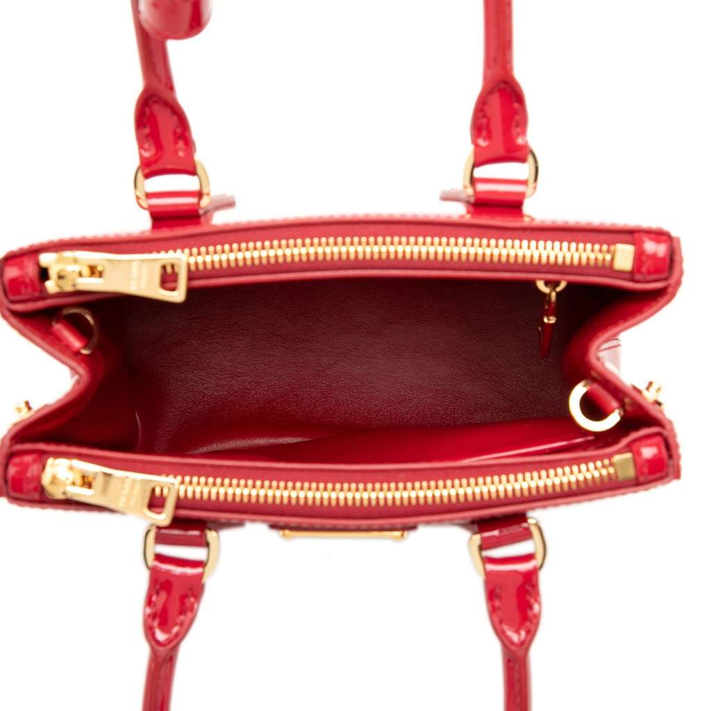 Prada Mini Patent Galleria Double Zip Satchel Red Leather Very good - Model View