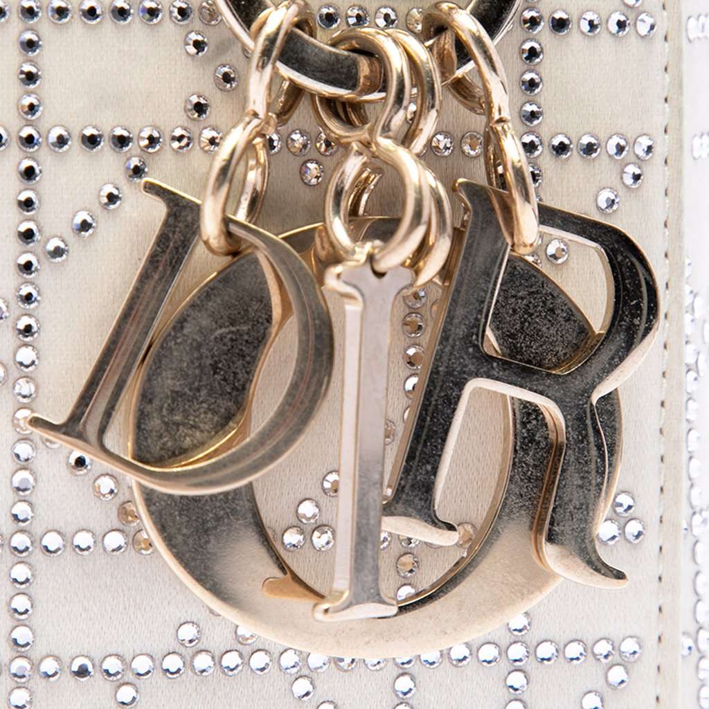 Dior Mini Satin Cannage Crystal Embellished Lady Dior White Very good - Box View