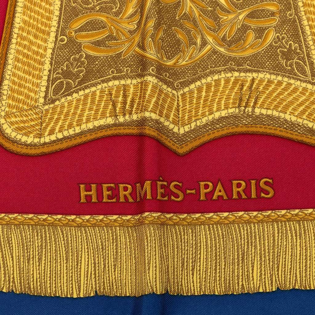 Hermès Poste et Cavalerie Silk Scarf 90 Blue Never worn - Back View