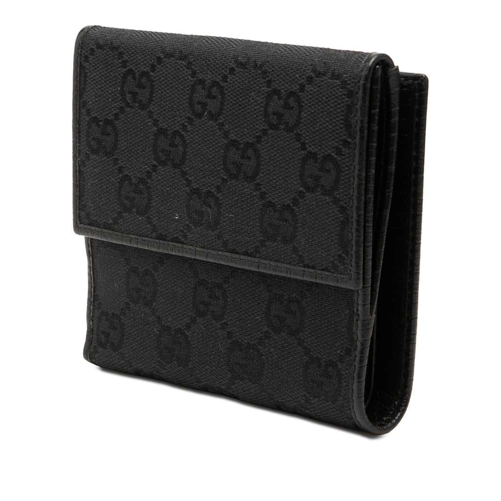 Gucci GG Canvas and Leather Bamboo Compact Wallet Black Very good - Back View