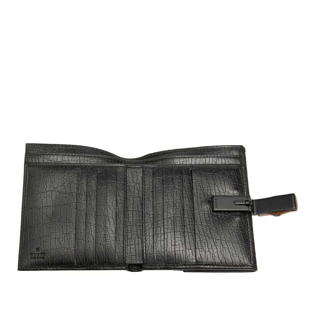 Gucci GG Canvas and Leather Bamboo Compact Wallet Black Very good - Box View