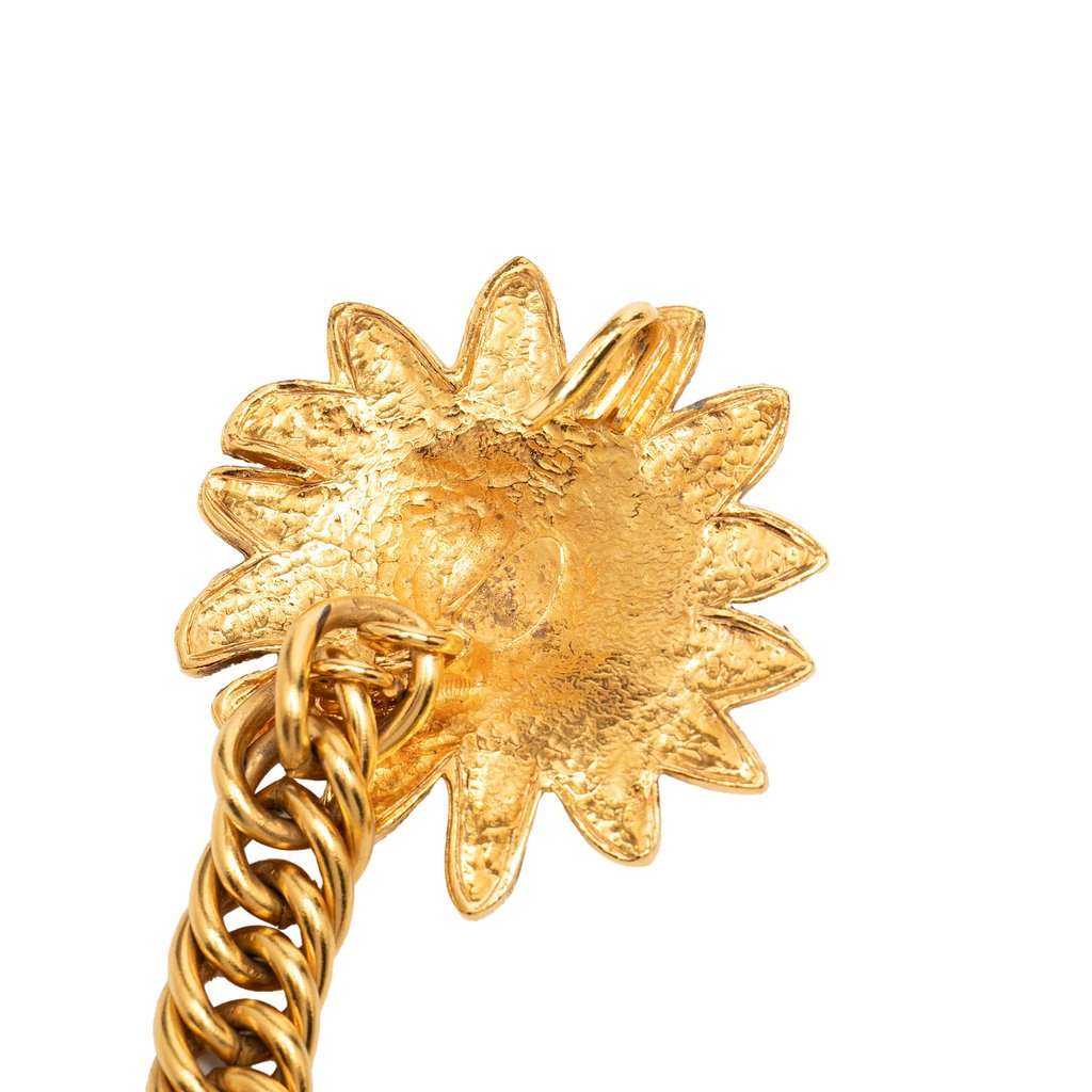 Chanel Gold Plated Leo Lion Sun Medallion Charm Necklace Gold Metal Very good condition - Back View