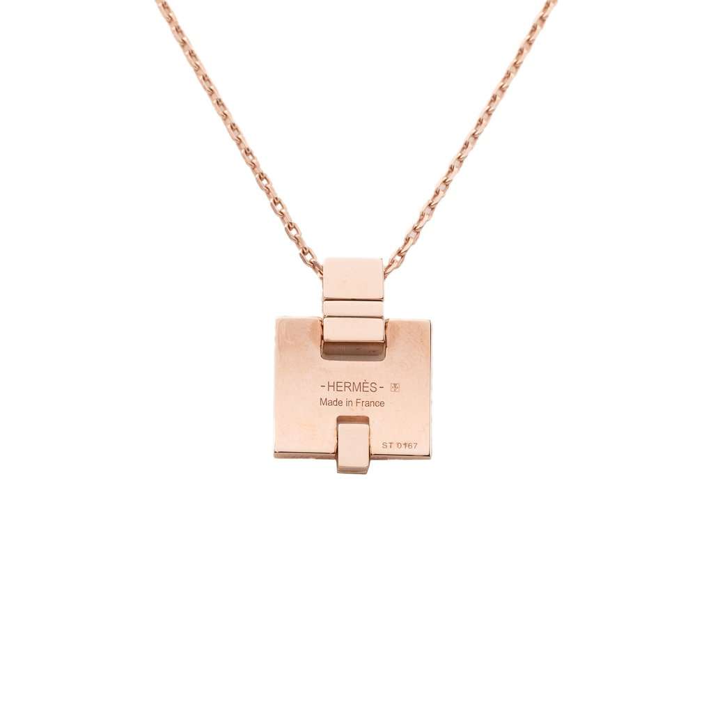 Hermès Gold Plated and Enamel Eileen Pendant Necklace Gold Metal Very good - Back View
