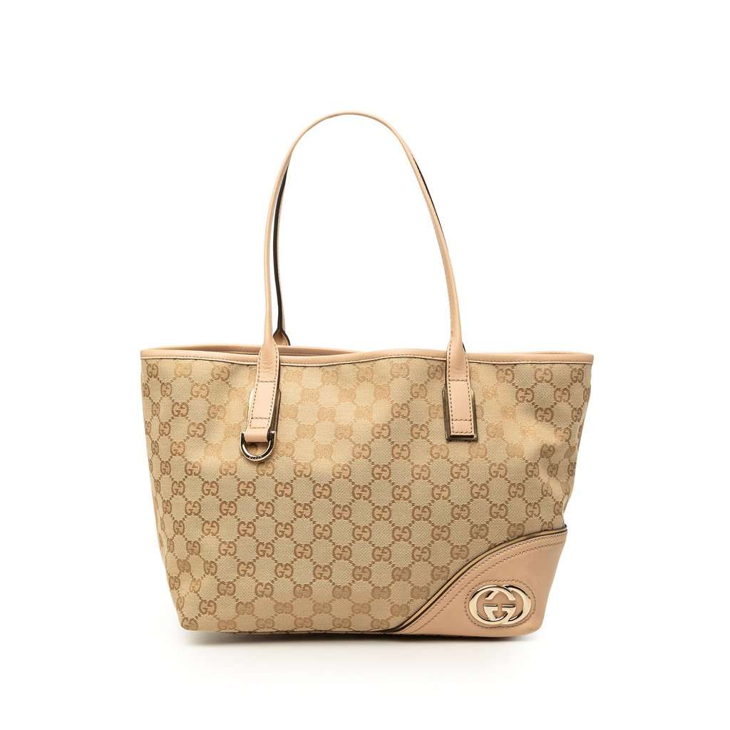 Gucci GG Canvas New Britt Tote Beige Very good - Front View