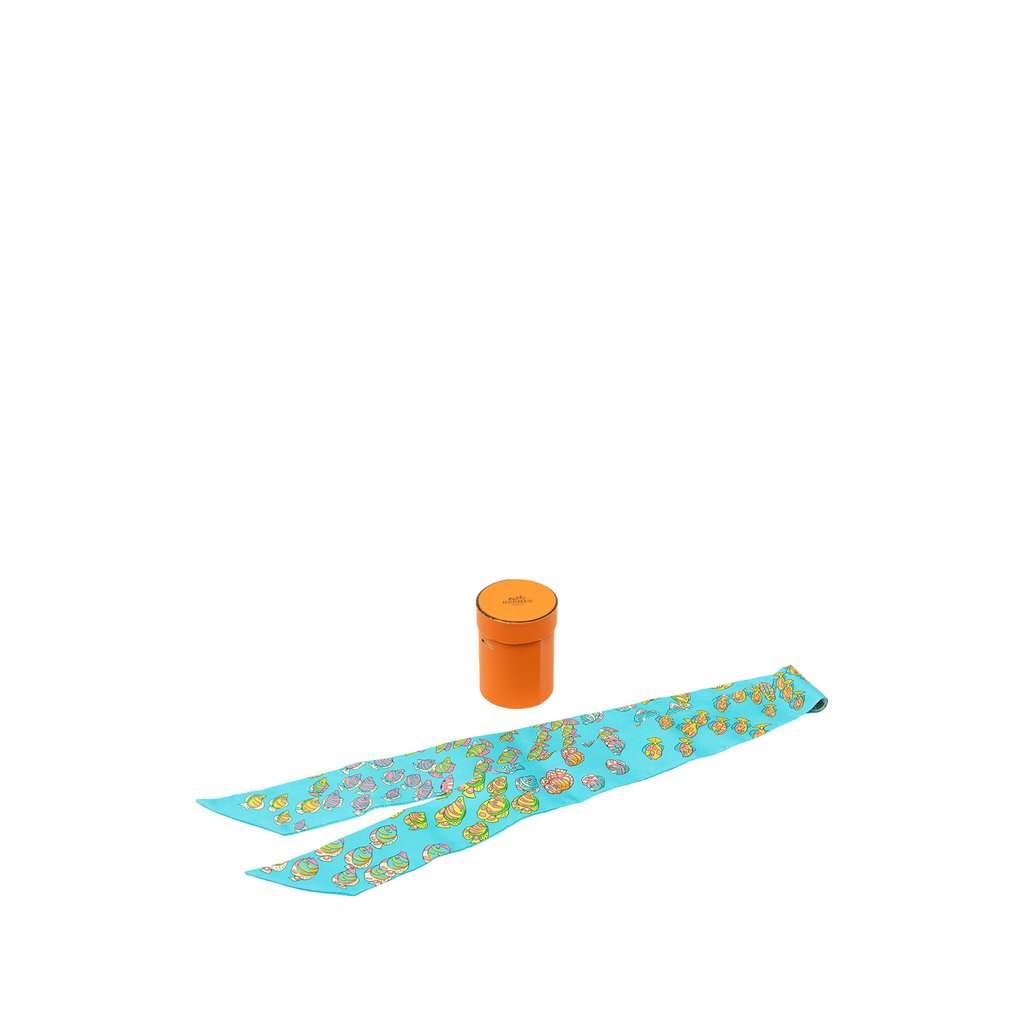 Hermès Rencontre Oceane Silk Twilly Scarf Blue Very good - Box View