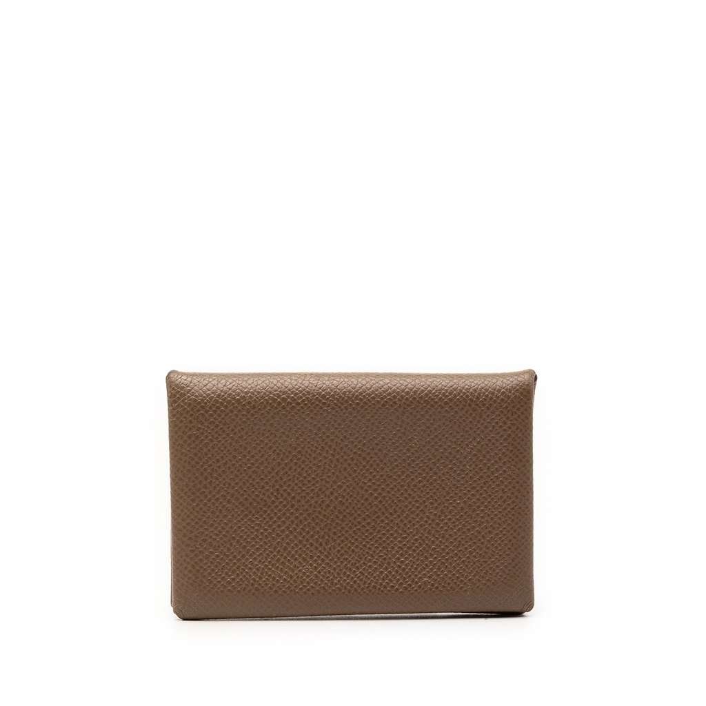 Hermès Epsom Calvi Card Holder Brown Leather Very good condition - Front View