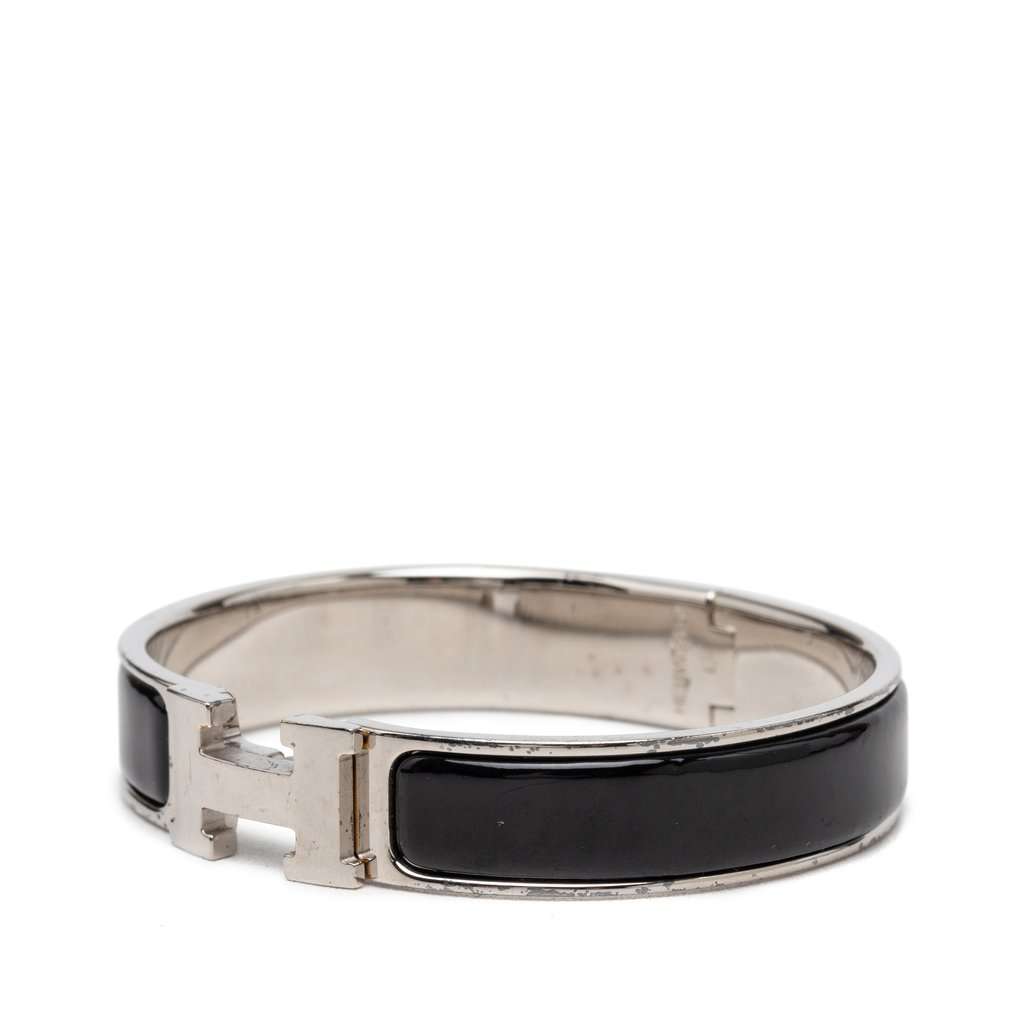Hermès Narrow Enamel Clic H Bracelet PM Black Very good condition - Back View
