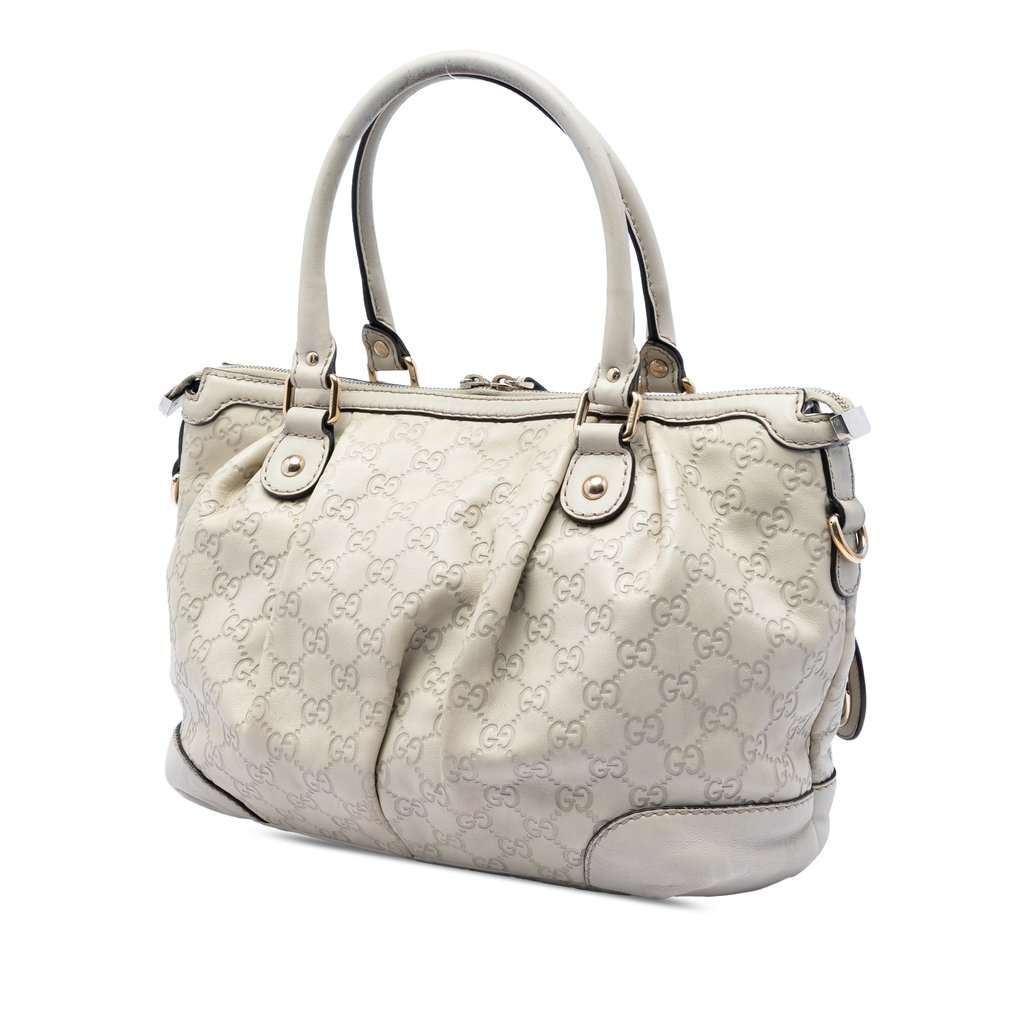 Gucci Guccissima Sukey Satchel White Leather Very good condition - Back View