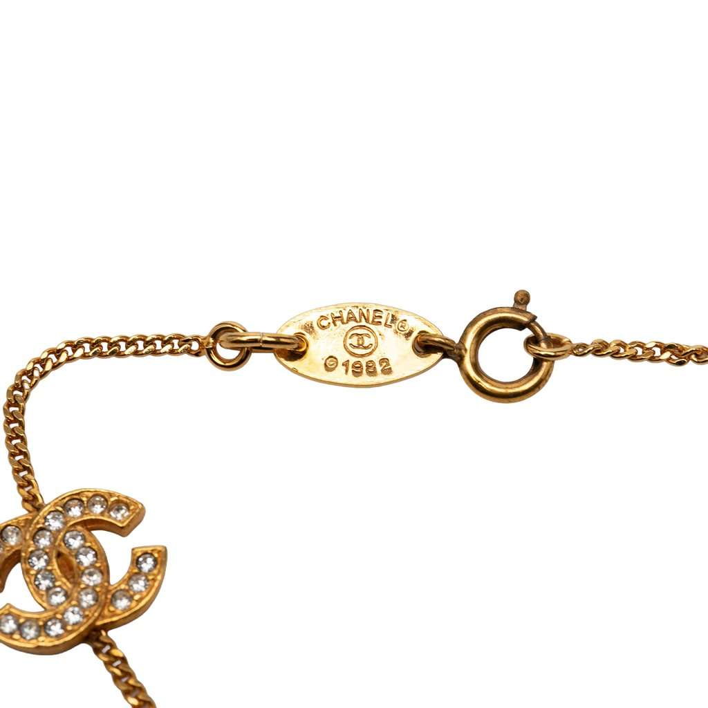 Chanel Triple CC Gold Plated Strass Bracelet Gold Metal Very good condition - Model View