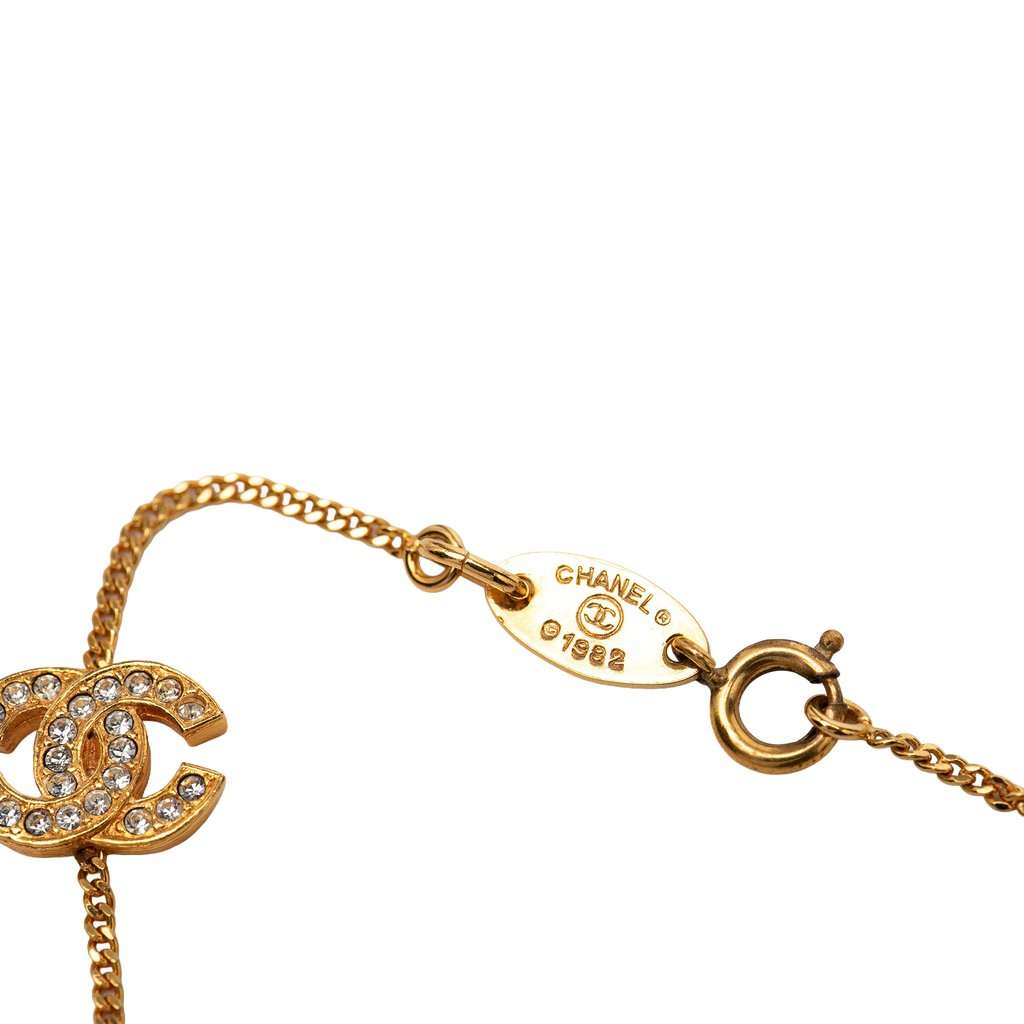 Chanel Triple CC Gold Plated Strass Bracelet Gold Metal Very good condition - Box View