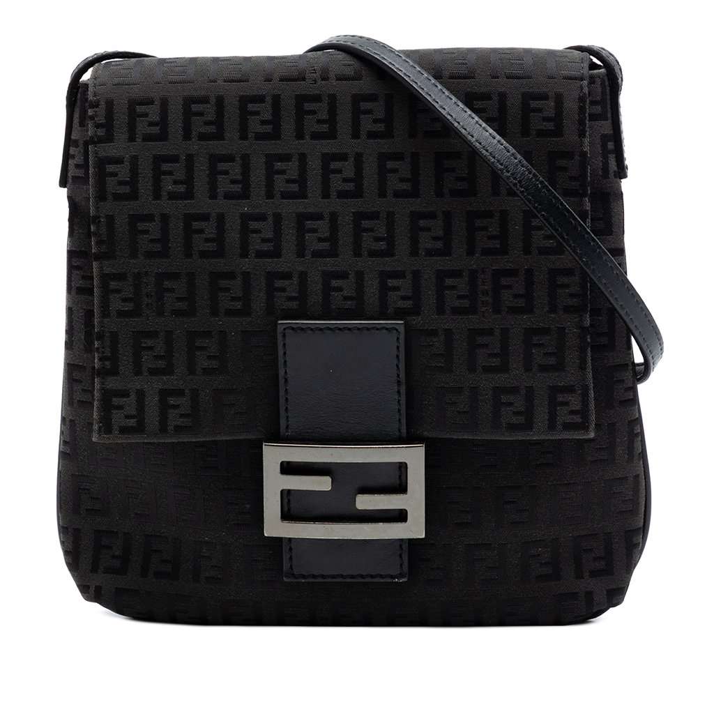 Fendi Zucchino Canvas Crossbody Black Very good condition - Front View