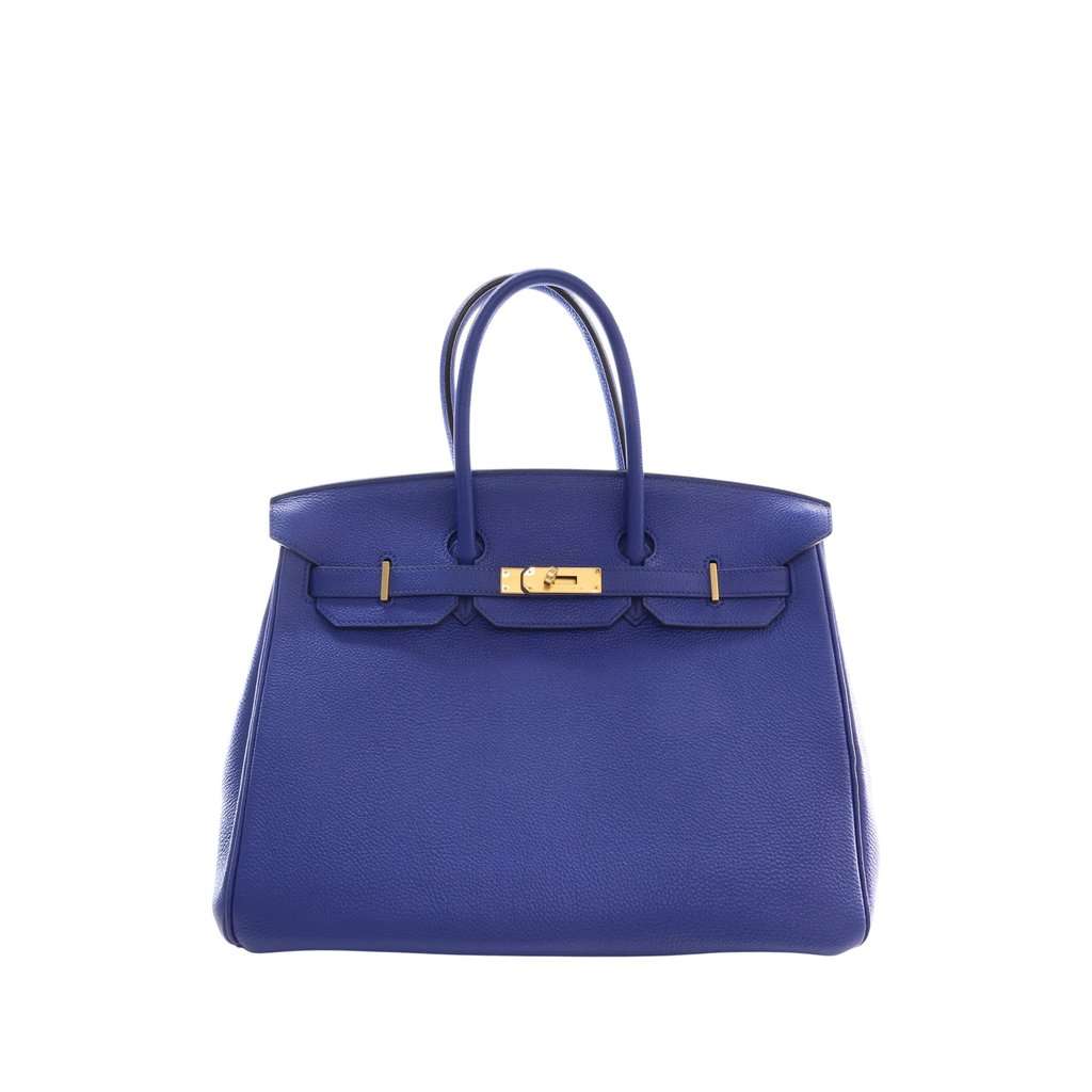 Hermès Togo Birkin Retourne 35 Blue Leather Very good condition - Front View