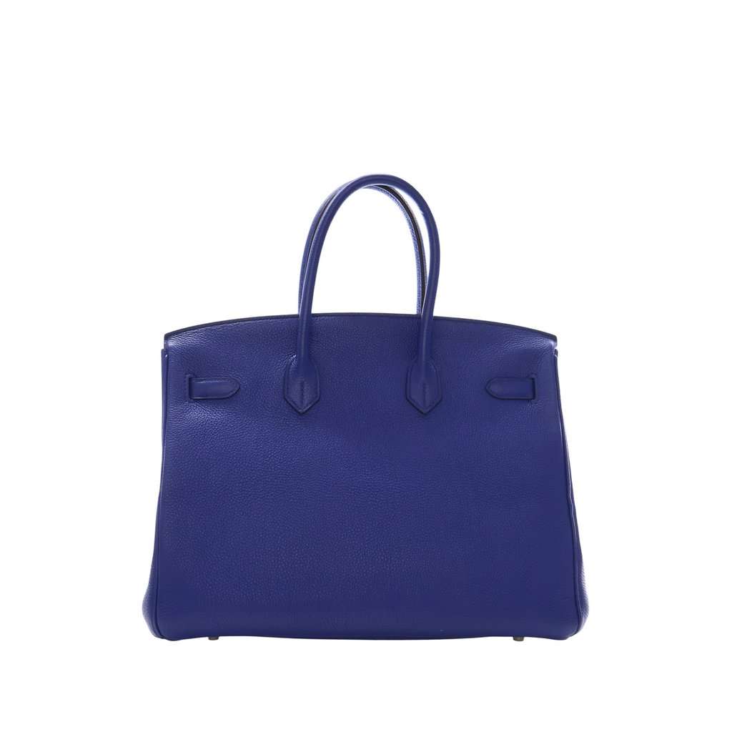 Hermès Togo Birkin Retourne 35 Blue Leather Very good condition - Back View